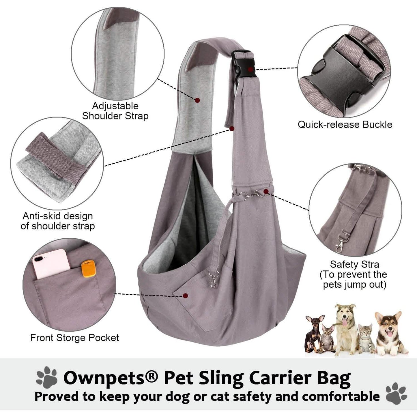 Adjustable Pet Sling Carrier DailySale