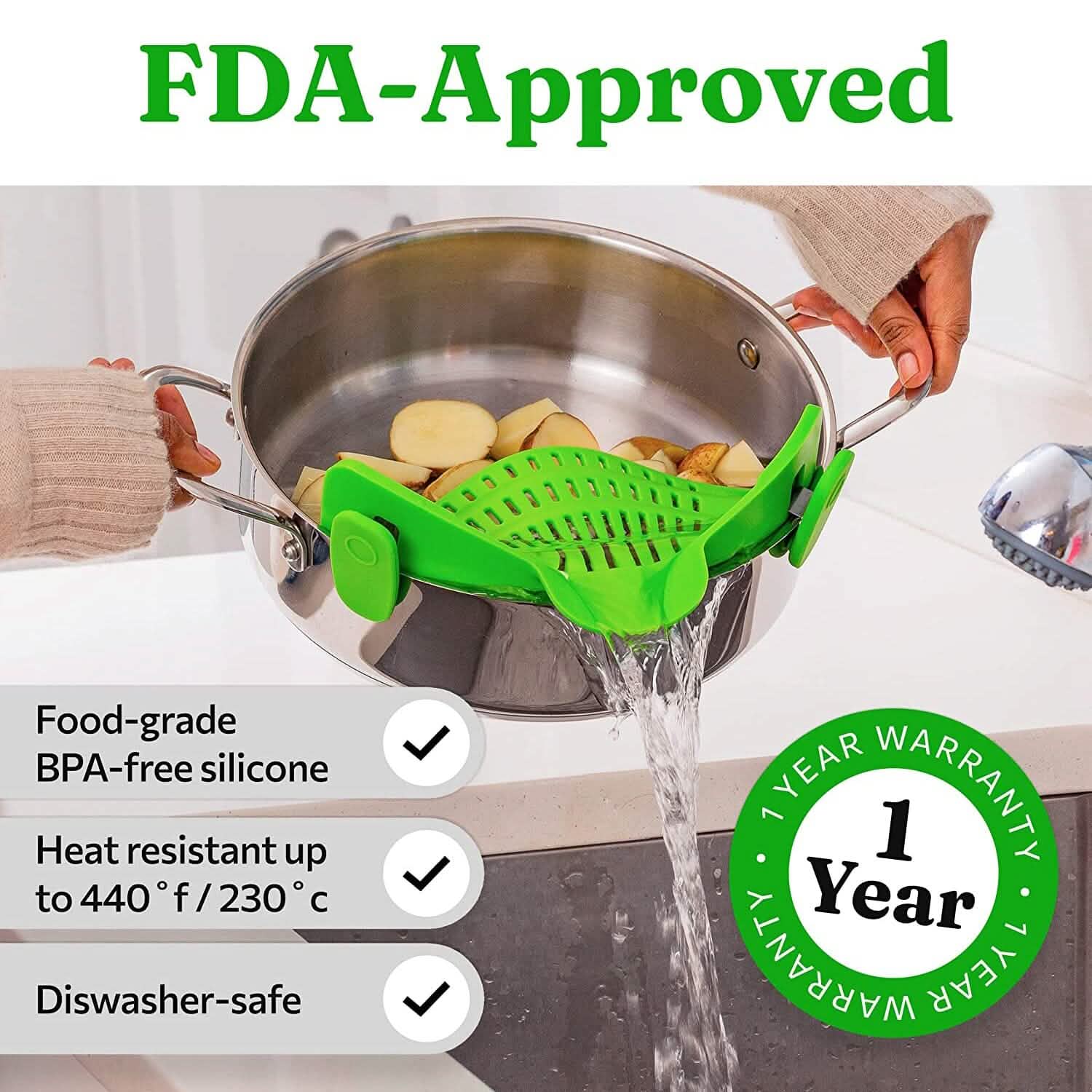 Adjustable Silicone Pot Strainer and Pasta Strainer DailySale