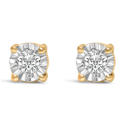 .925 Sterling Silver 1/10 Cttw Round Brilliant-Cut Lab Grown Diamond Miracle-Set Stud Earrings (F-G Color, VS1-VS2 Clarity) Bids.com