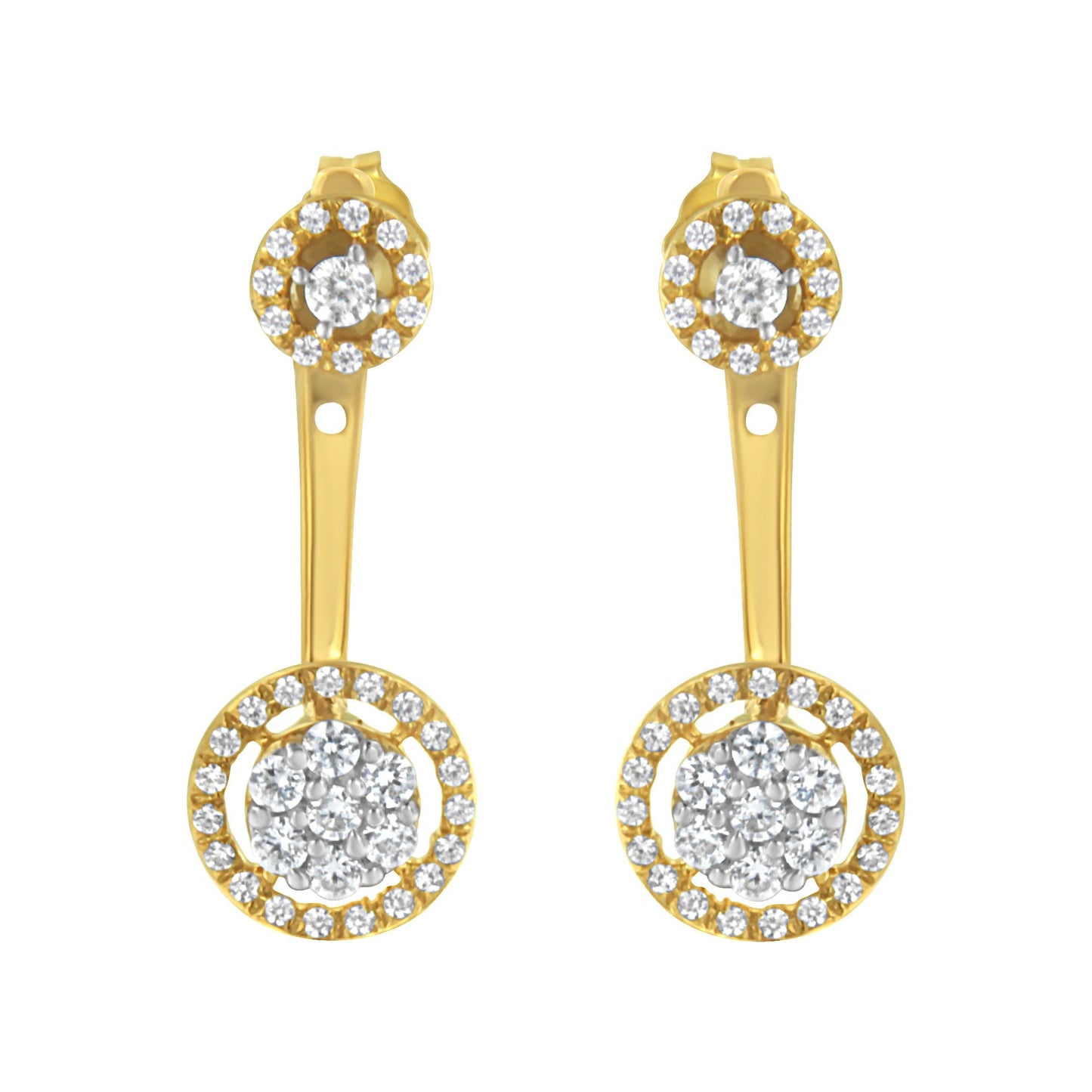 14K Yellow Gold Plated .925 Sterling Silver 5/8 Cttw Diamond Removable Stud and Dangle Earrings (I-J Color, I2-I3) Bids.com