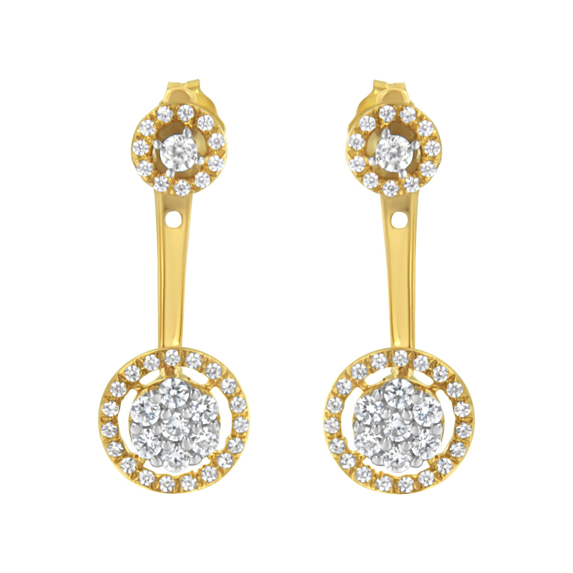14K Yellow Gold Plated .925 Sterling Silver 5/8 Cttw Diamond Removable Stud and Dangle Earrings (I-J Color, I2-I3) Bids.com