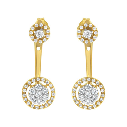14K Yellow Gold Plated .925 Sterling Silver 5/8 Cttw Diamond Removable Stud and Dangle Earrings (I-J Color, I2-I3) Bids.com