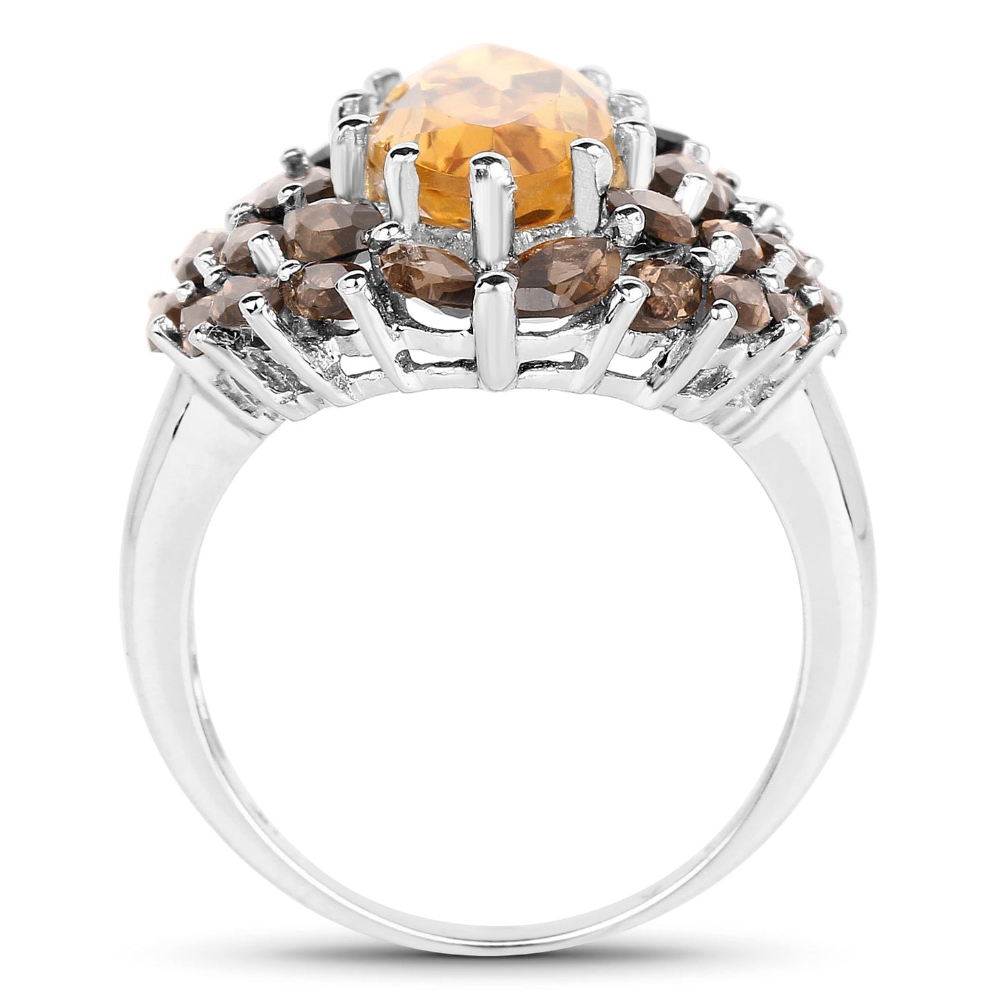 6.20 Carat Genuine Citrine & Smoky Quartz .925 Sterling Silver Ring Bids.com