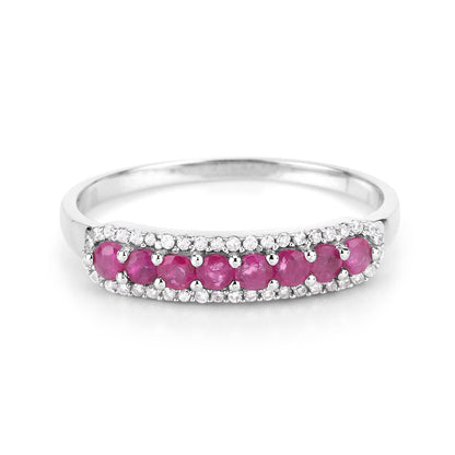 0.47 Carat Genuine Ruby and White Diamond 14K White Gold Ring Bids.com