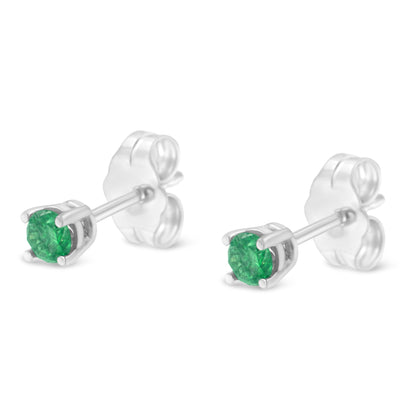 .925 Sterling Silver 1/4 Cttw Round Brilliant-Cut Green Diamond Classic 4-Prong Stud Earrings (Fancy Color-Enhanced, I2-I3 Clarity) Bids.com