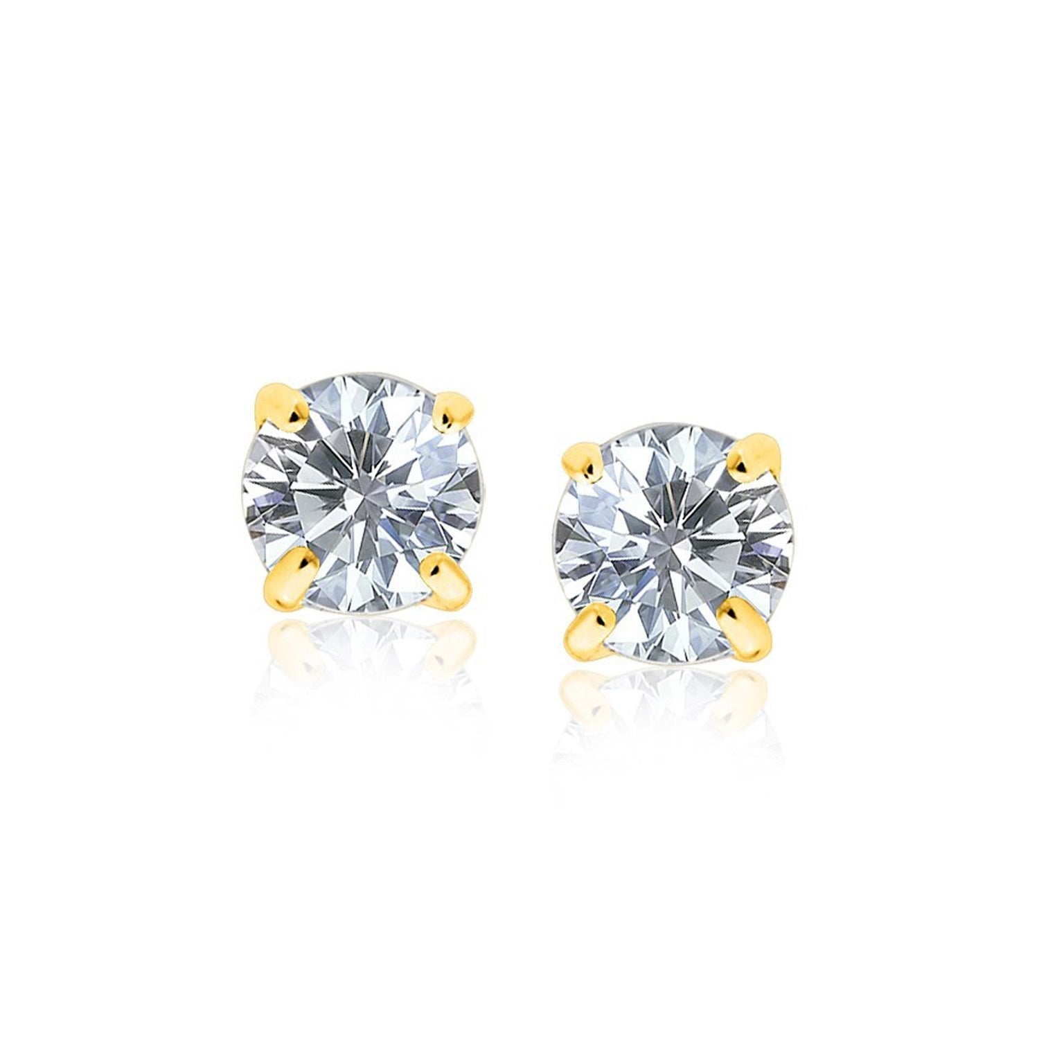 14k Yellow Gold 8.0mm Round CZ Stud Earrings Bids.com