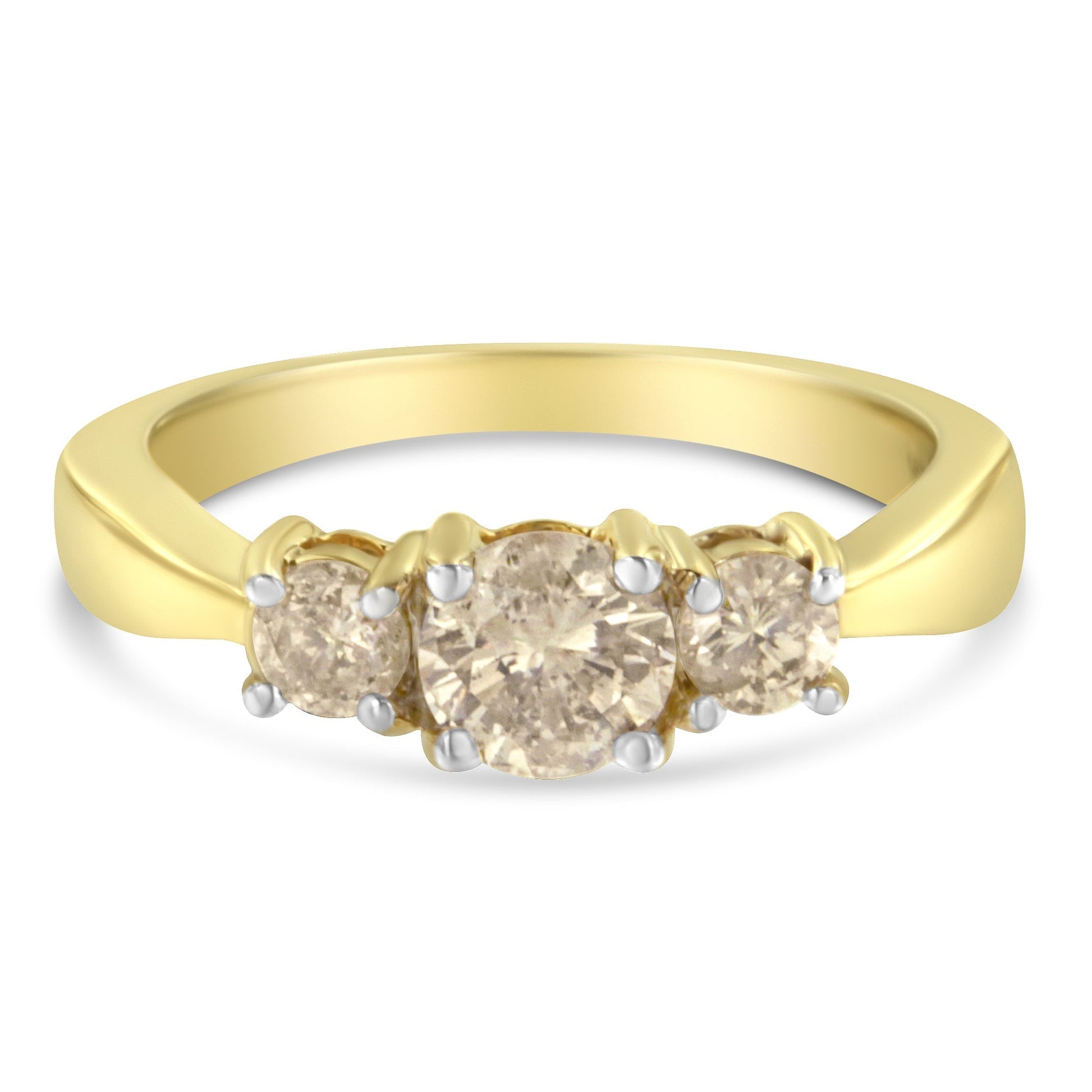 10K Yellow Gold Three Stone Diamond Band Ring (1.00 cttw, J-K Color, I2-I3 Clarity) Bids.com