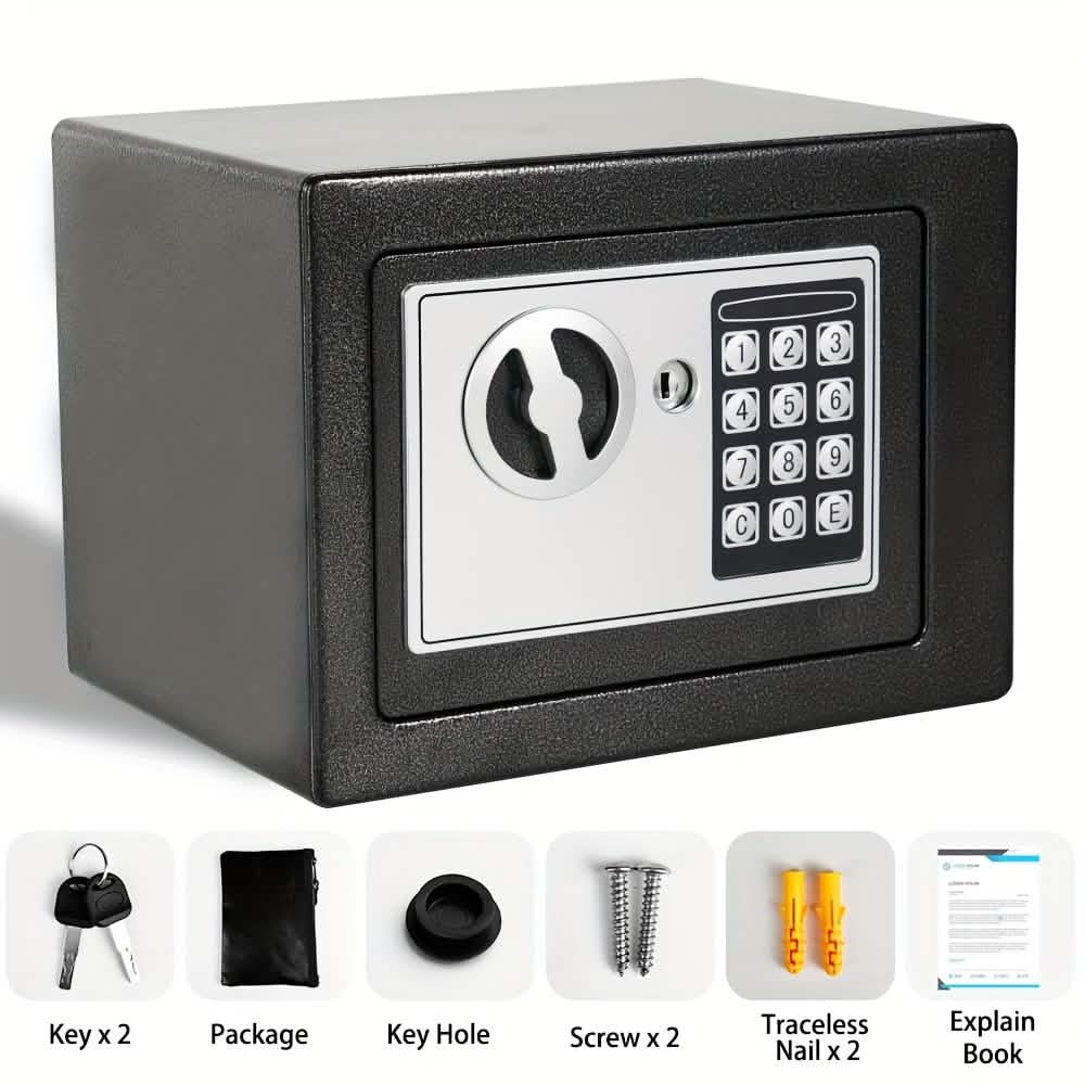 Fireproof Digital Home Safe with Keypad, Sensor Light & Money Bag-Silver DailySale