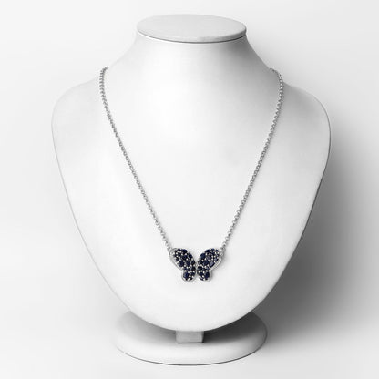 3.83 Carat Genuine Blue Sapphire and White Zircon .925 Sterling Silver Pendant Bids.com