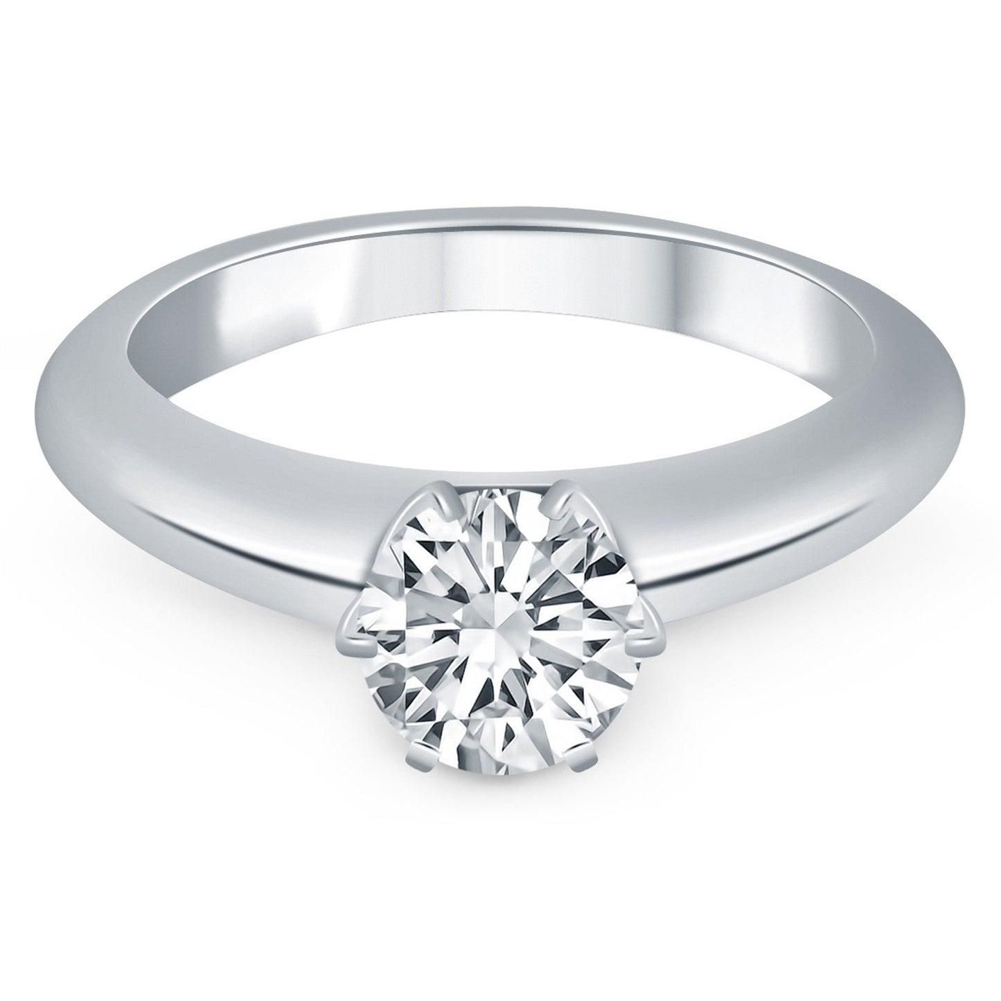 14k White Gold Solitaire Cathedral Engagement Ring Bids.com
