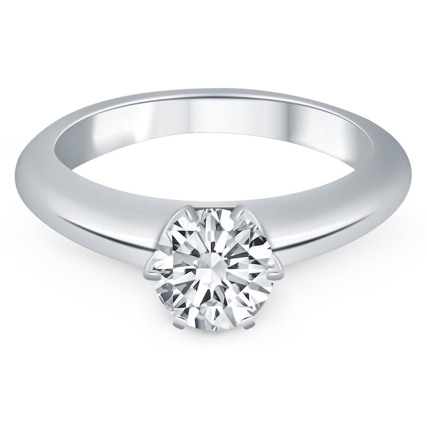 14k White Gold Solitaire Cathedral Engagement Ring Bids.com