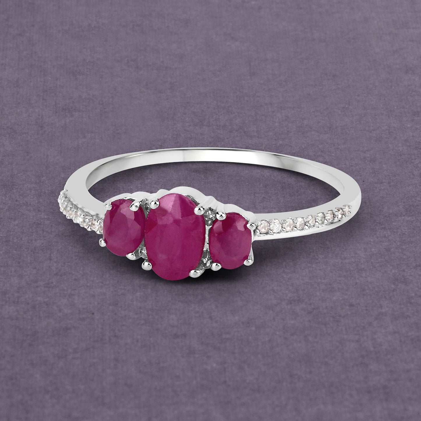 1.02 Carat Genuine Ruby and White Diamond 14K White Gold Ring Bids.com