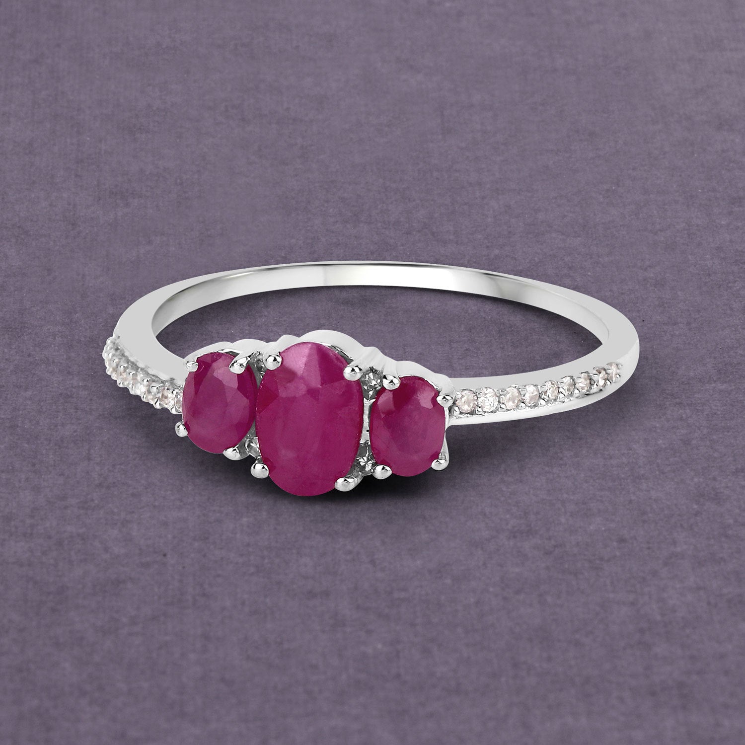 1.02 Carat Genuine Ruby and White Diamond 14K White Gold Ring Bids.com