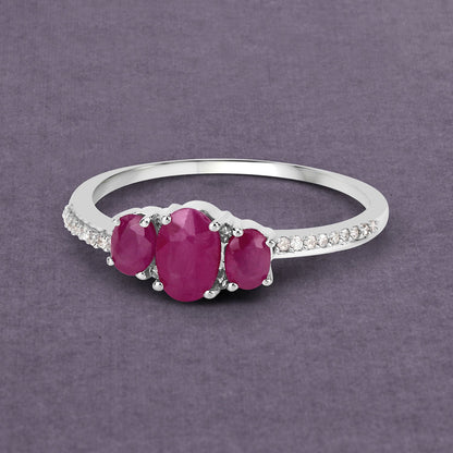 1.02 Carat Genuine Ruby and White Diamond 14K White Gold Ring Bids.com