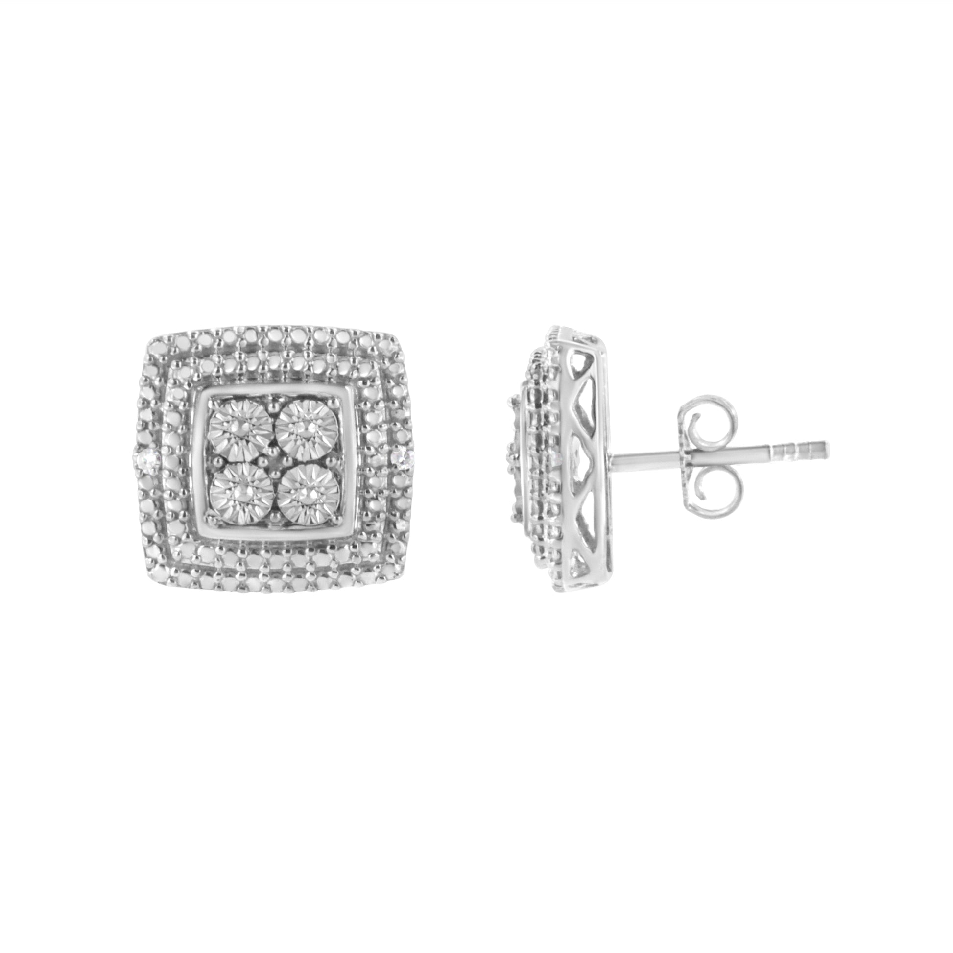 10K Yellow, White, and Rose Gold Plated Sterling Silver Diamond Accent Earrings (I-J Clarity, I3 Color) Bids.com