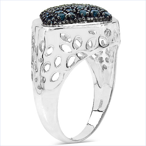 0.54 Carat Genuine Blue Diamond .925 Sterling Silver Ring Bids.com