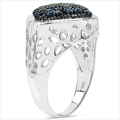 0.54 Carat Genuine Blue Diamond .925 Sterling Silver Ring Bids.com