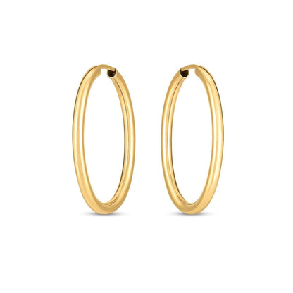 14k Yellow Gold Endless Oval Hoop Earrings(2x25mm) Bids.com