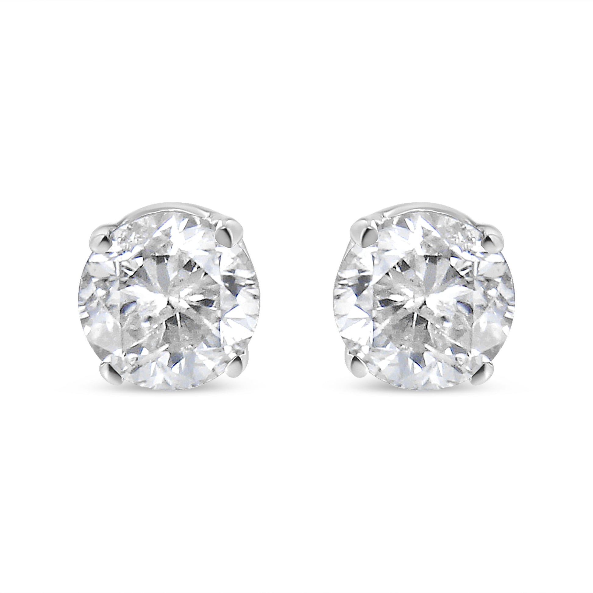 14K White Gold 3/4 Cttw Round Brilliant-Cut Near Colorless Diamond Classic 4-Prong Stud Earrings (H-I Color, SI1-SI2 Clarity) Bids.com