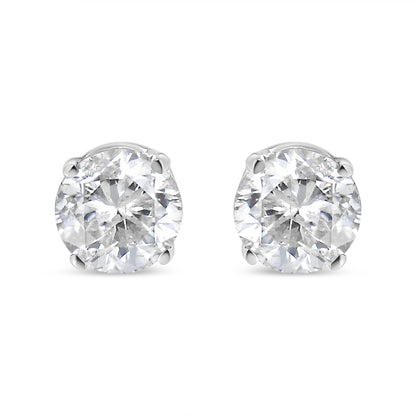 14K White Gold 1/3 Cttw Round Brilliant-Cut Near Colorless Diamond Classic 4-Prong Stud Earrings (J-K Color, I1-I2 Clarity) Bids.com