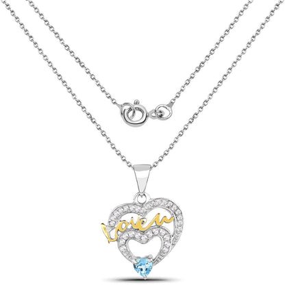 0.44 Carat Genuine Swiss Blue Topaz and White Topaz .925 Sterling Silver Pendant Bids.com