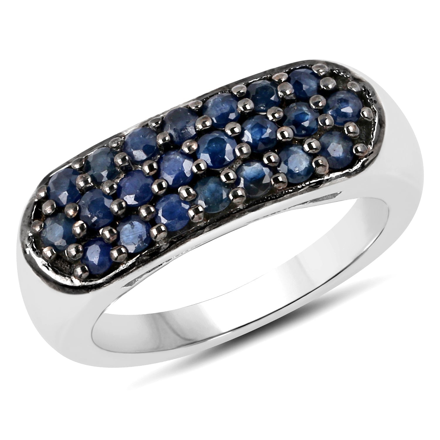 0.99 Carat Genuine Blue Sapphire .925 Sterling Silver Ring Bids.com