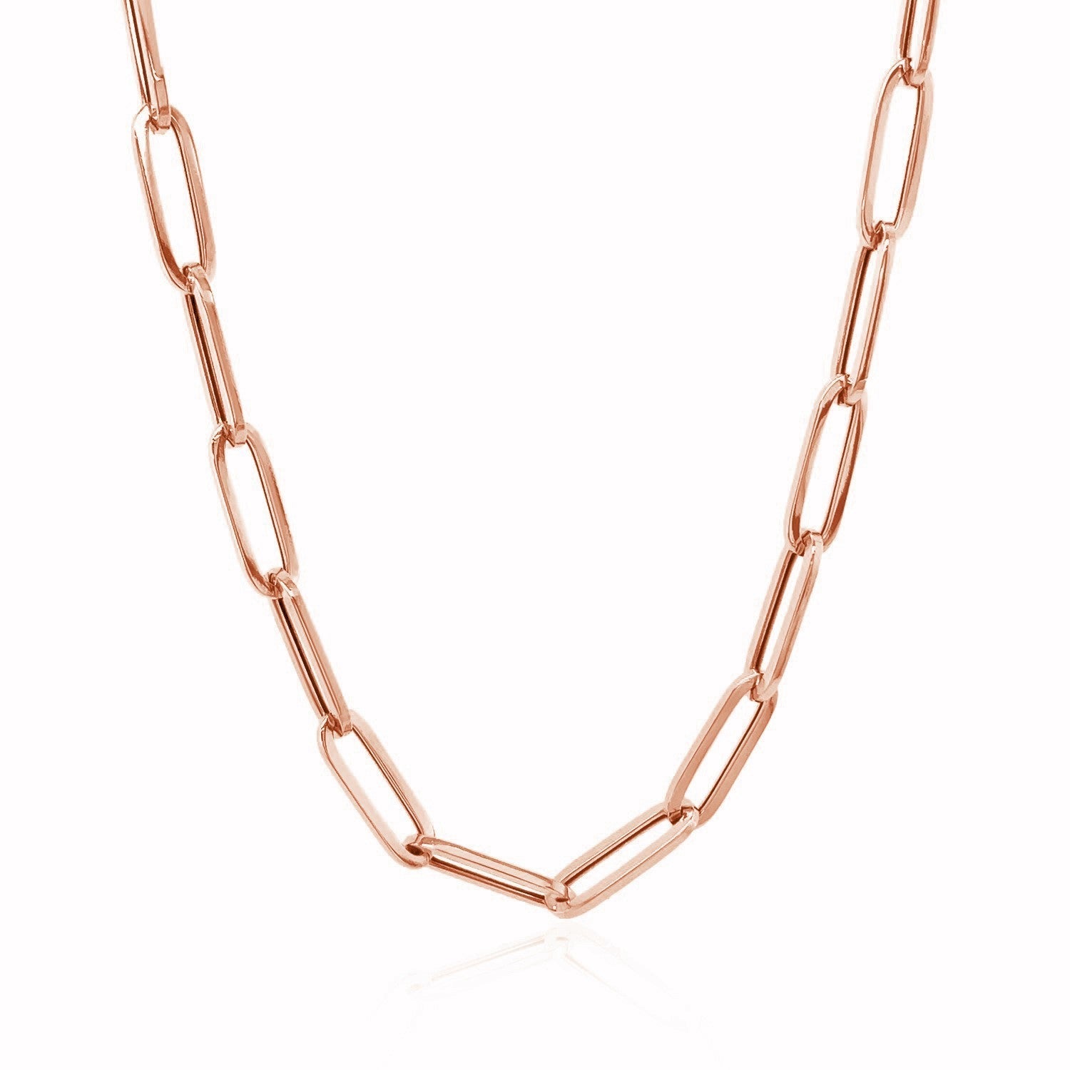 14K Rose Gold Bold Paperclip Chain (4.2 mm) Bids.com