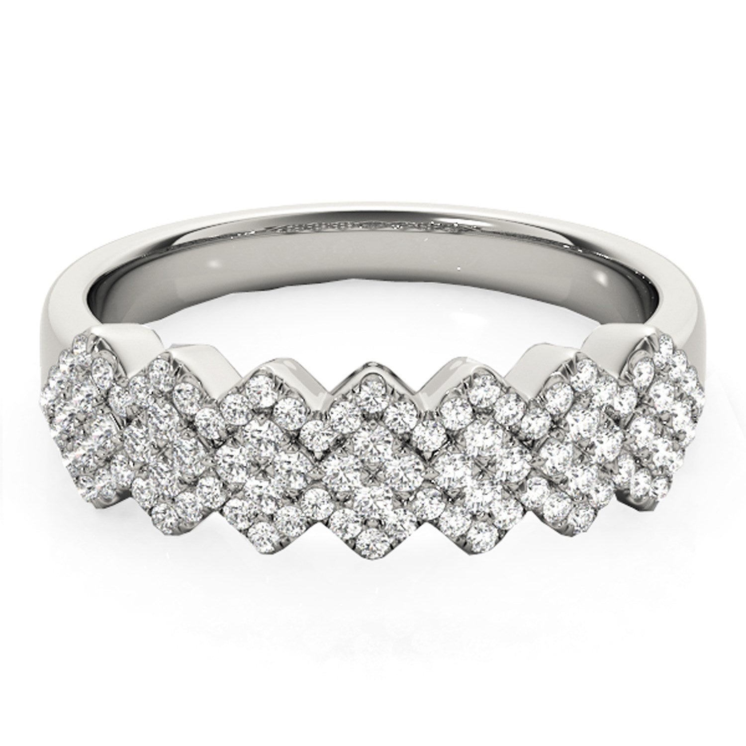 Diamond Studded Wide Multi-Diagonal Pattern Ring in 14k White Gold (5/8 cttw) Bids.com