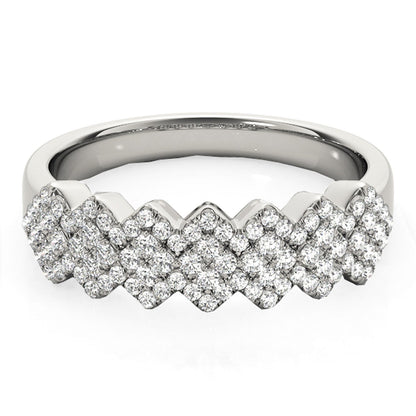 Diamond Studded Wide Multi-Diagonal Pattern Ring in 14k White Gold (5/8 cttw) Bids.com