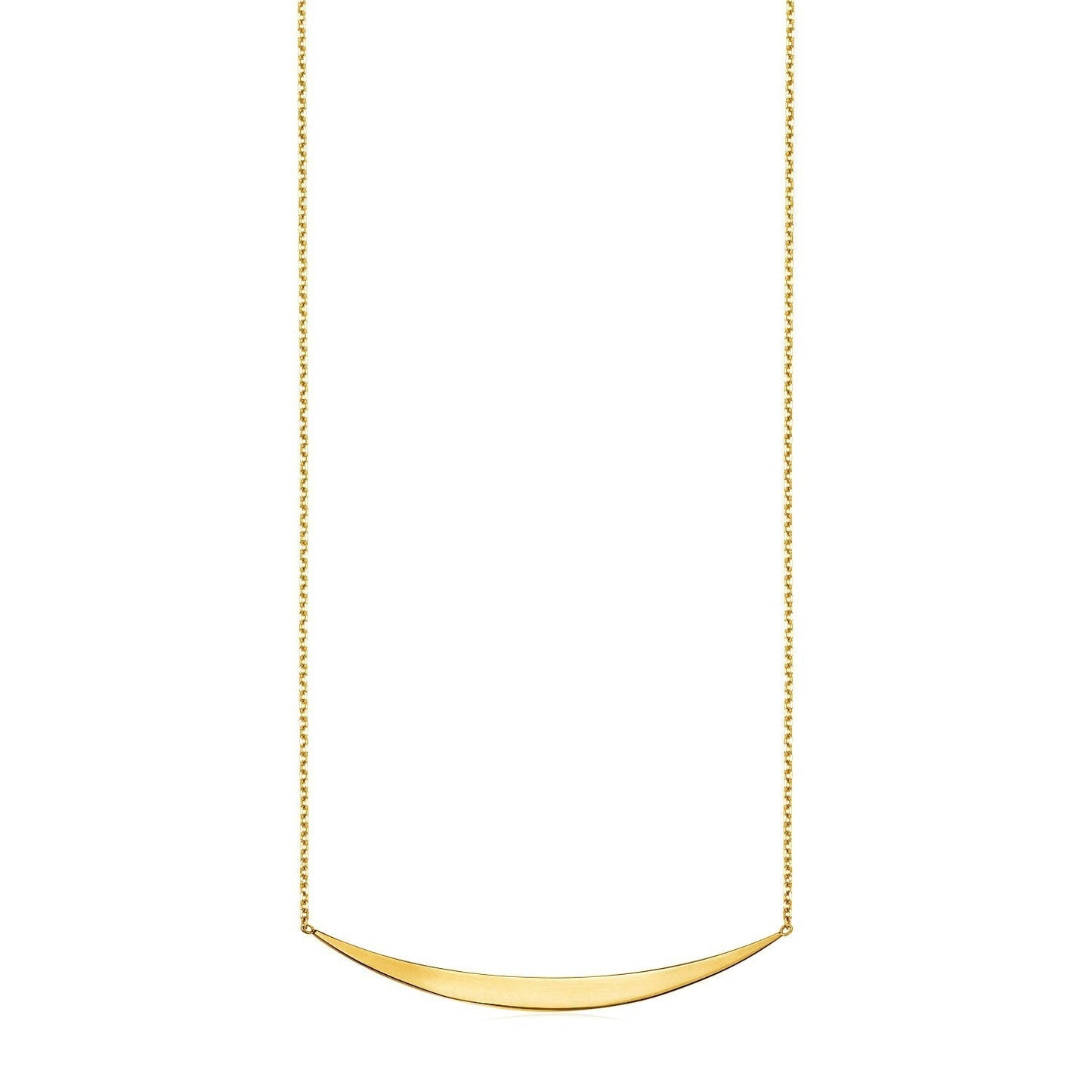 14k Yellow Gold Necklace with Polished Curved Bar Pendant Bids.com