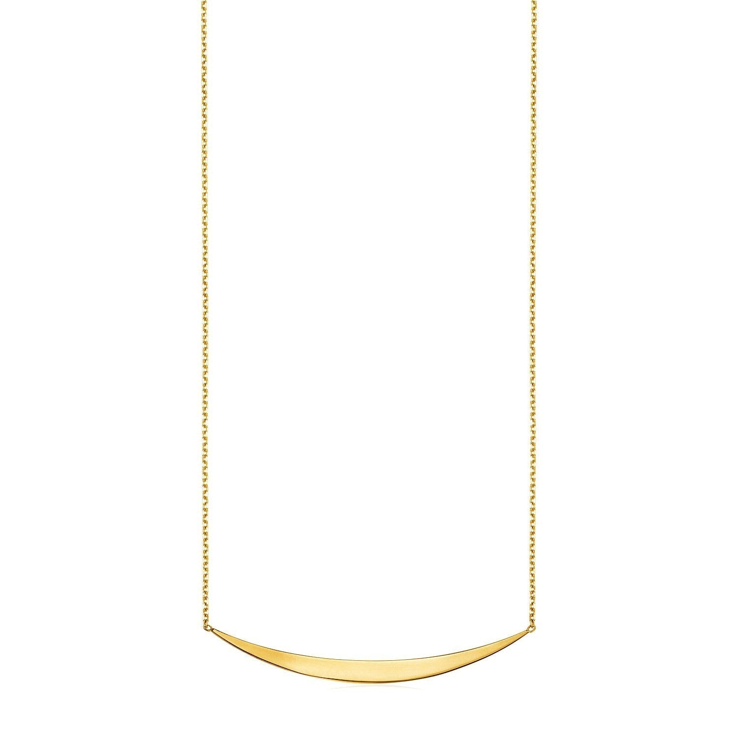 14k Yellow Gold Necklace with Polished Curved Bar Pendant Bids.com