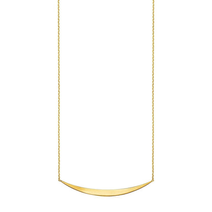 14k Yellow Gold Necklace with Polished Curved Bar Pendant Bids.com