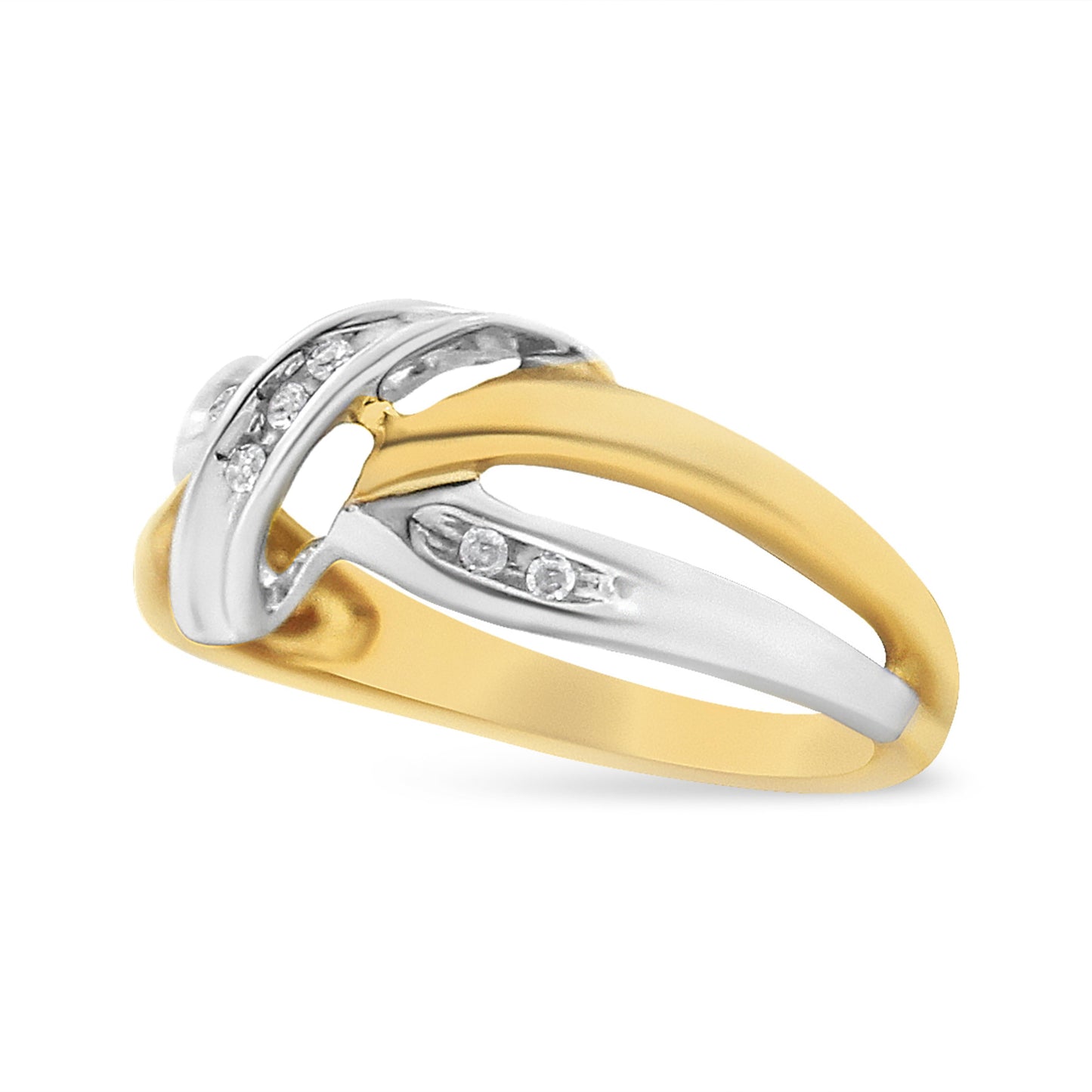 10K Yellow and White Gold 1/20 Cttw Round-Cut Diamond Bypass Ring (I2 Color, I-J Clarity) Bids.com