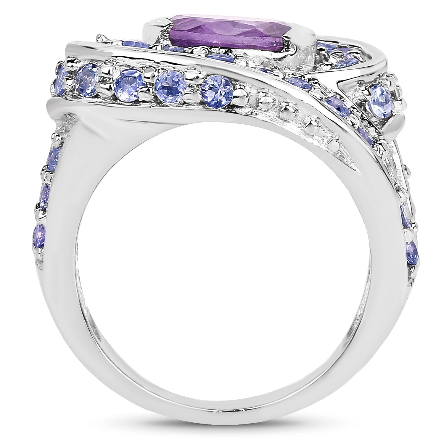 2.76 Carat Genuine Amethyst and Tanzanite .925 Sterling Silver Ring Bids.com