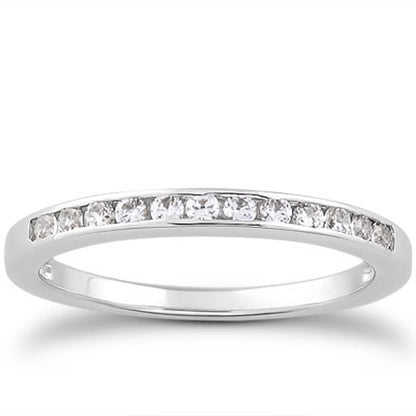 14k White Gold Channel Set Diamond Wedding Ring Band Set 1/3 Around Bids.com