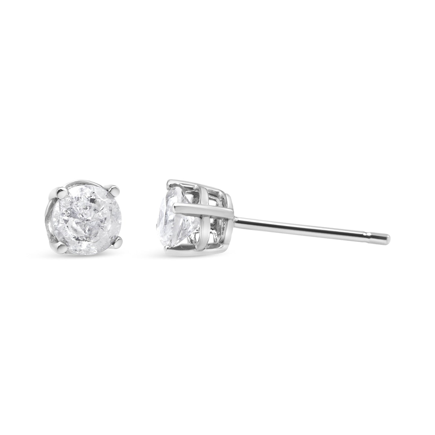 14K White Gold 3/4 Cttw Lab Grown Diamond 4-Prong Classic Stud Earrings (F-G Color, VS2-SI1 Clarity) Bids.com