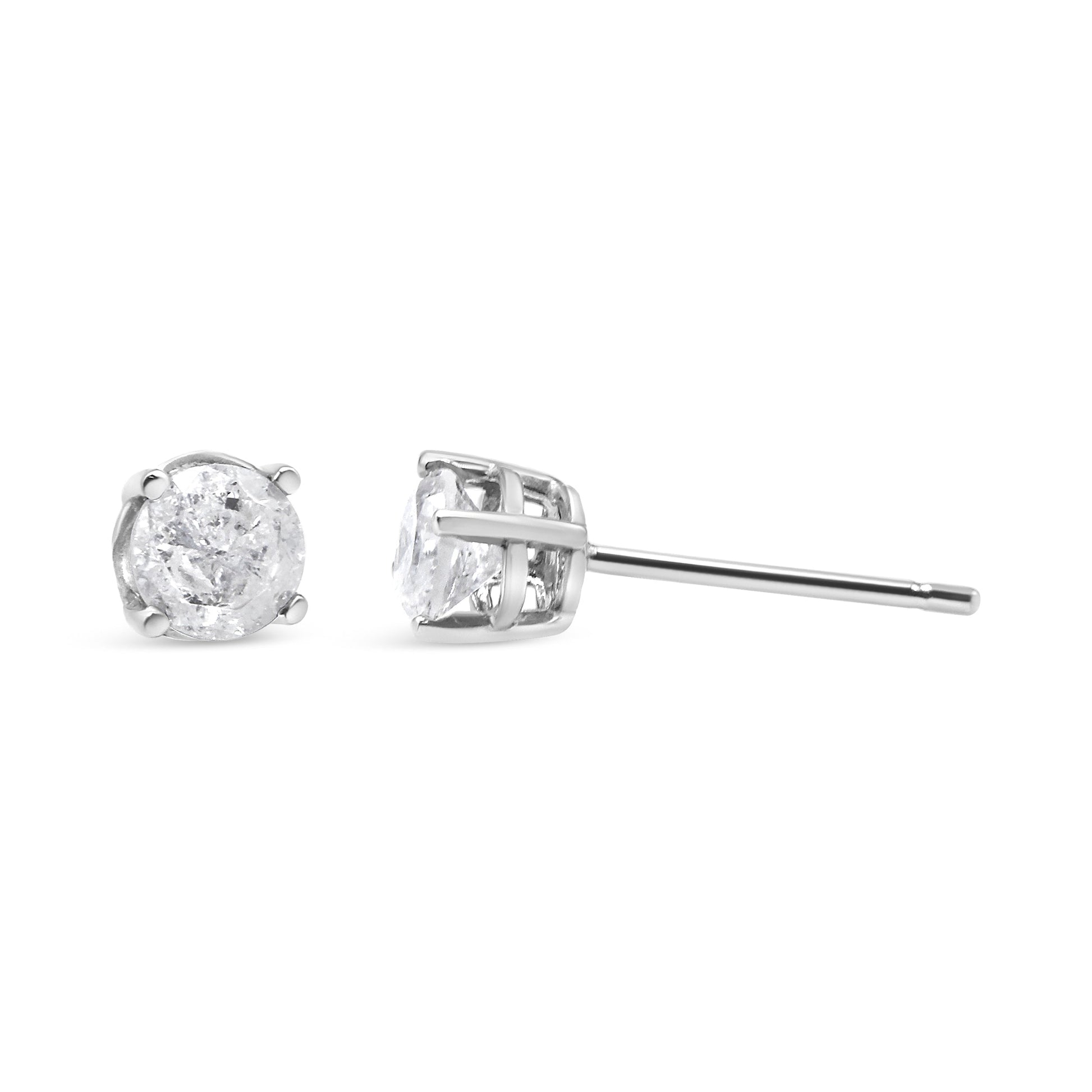 14K White Gold 3/4 Cttw Lab Grown Diamond 4-Prong Classic Stud Earrings (F-G Color, VS2-SI1 Clarity) Bids.com