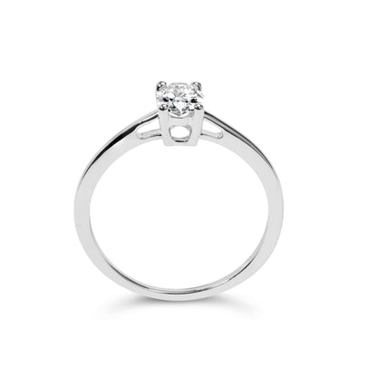 14K White Gold 1/2 Cttw Oval Lab Grown Diamond 4 Prong Solitaire Engagement Ring (F-G Color, VS2-SI1 Clarity) - Size 7 Bids.com