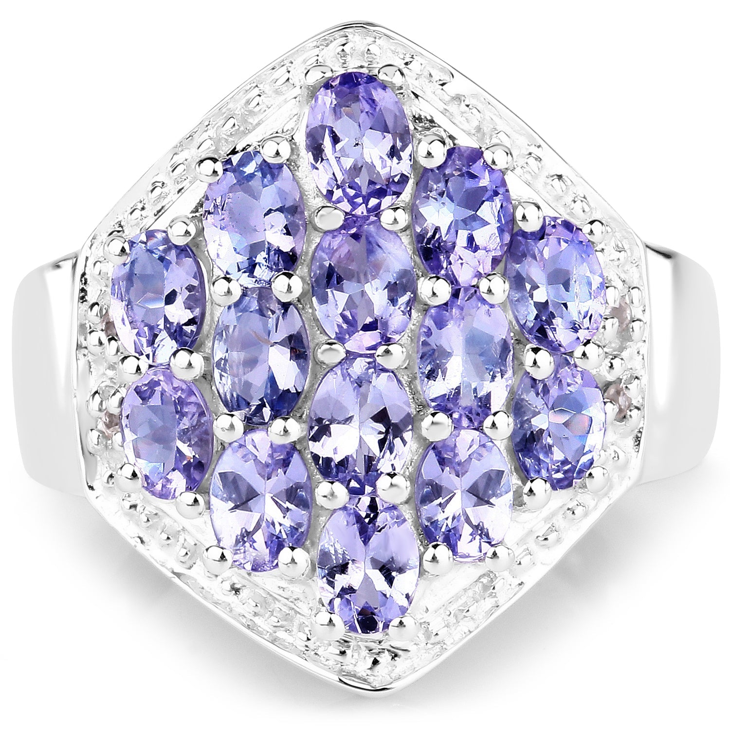 2.41 Carat Genuine Tanzanite and White Topaz .925 Sterling Silver Ring Bids.com