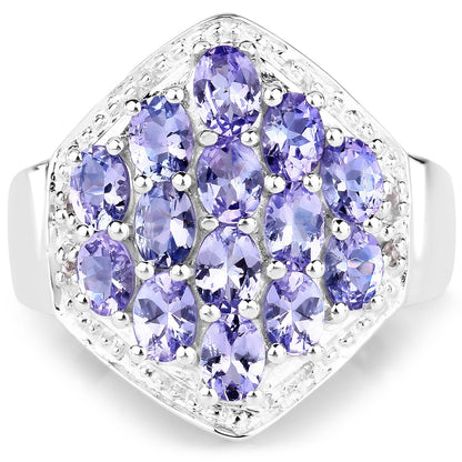 2.41 Carat Genuine Tanzanite and White Topaz .925 Sterling Silver Ring Bids.com