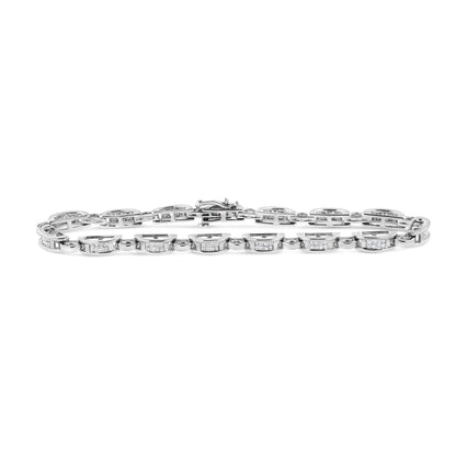 14K White Gold 1.00 Cttw Princess-Cut Diamond Link Bracelet (I-J Color, I1-I2 Clarity) - Size 7.25 Bids.com