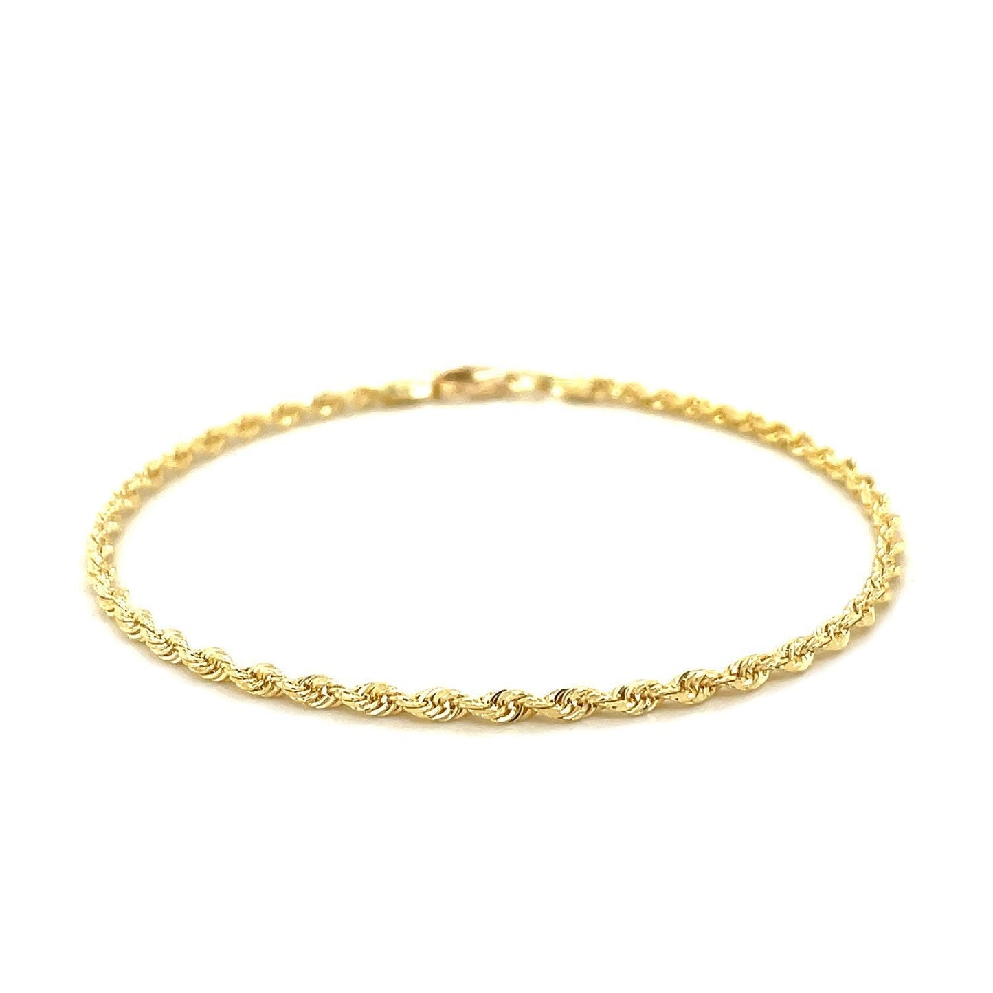 2.5mm 14k Yellow Gold Solid Diamond Cut Rope Bracelet Bids.com