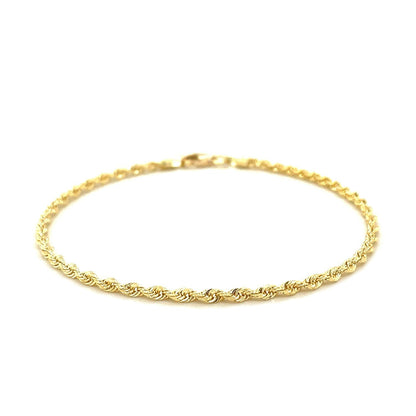 2.5mm 14k Yellow Gold Solid Diamond Cut Rope Bracelet Bids.com