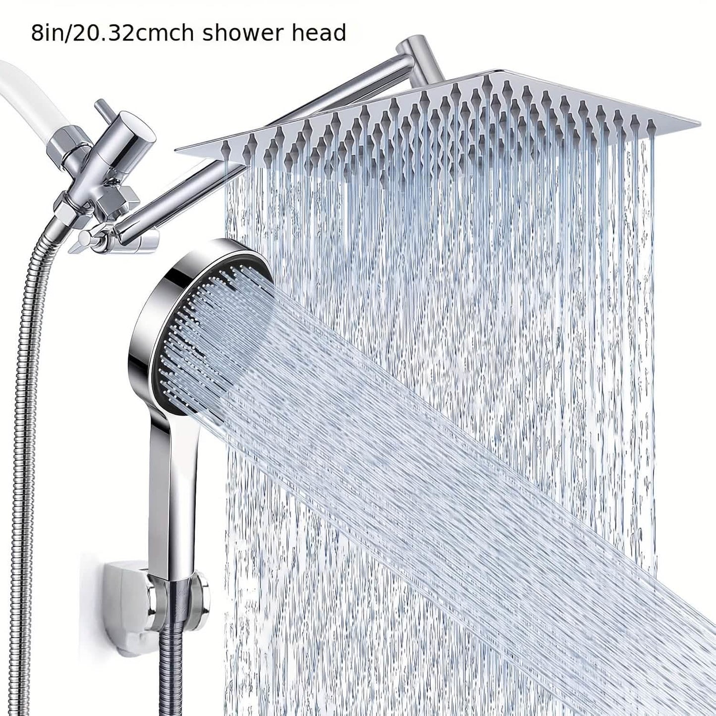 High Pressure Rainfall & Handheld Shower Head – Adjustable, Chrome/Black DailySale