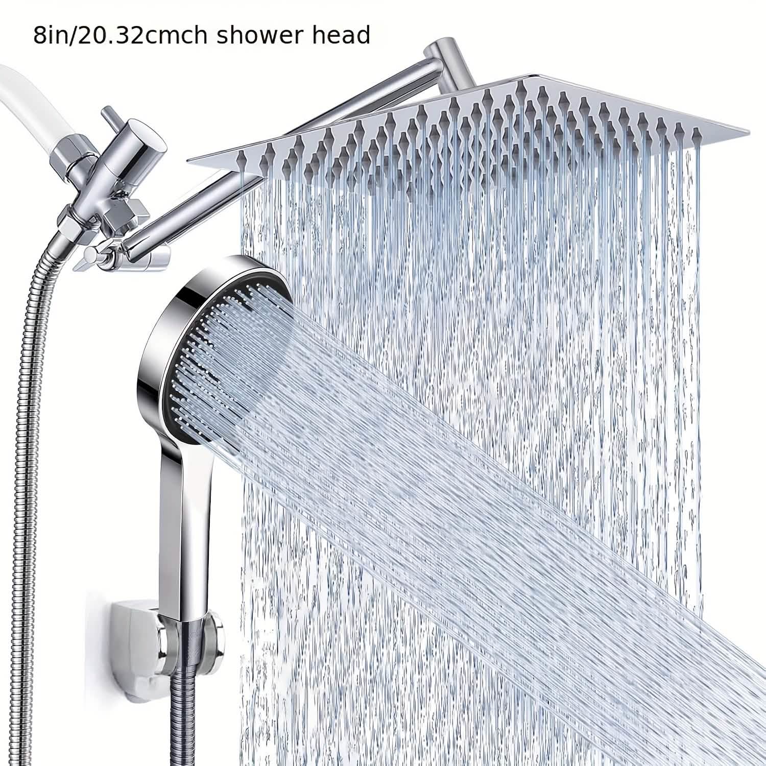 High Pressure Rainfall & Handheld Shower Head – Adjustable, Chrome/Black DailySale