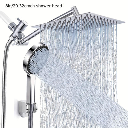 High Pressure Rainfall & Handheld Shower Head – Adjustable, Chrome/Black DailySale