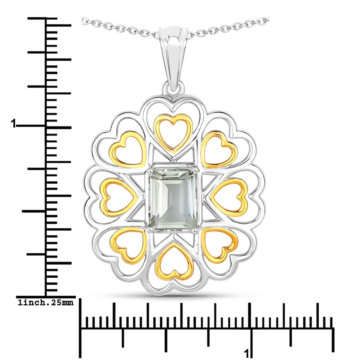 2.10 Carat Genuine Green Amethyst .925 Sterling Silver Pendant Bids.com