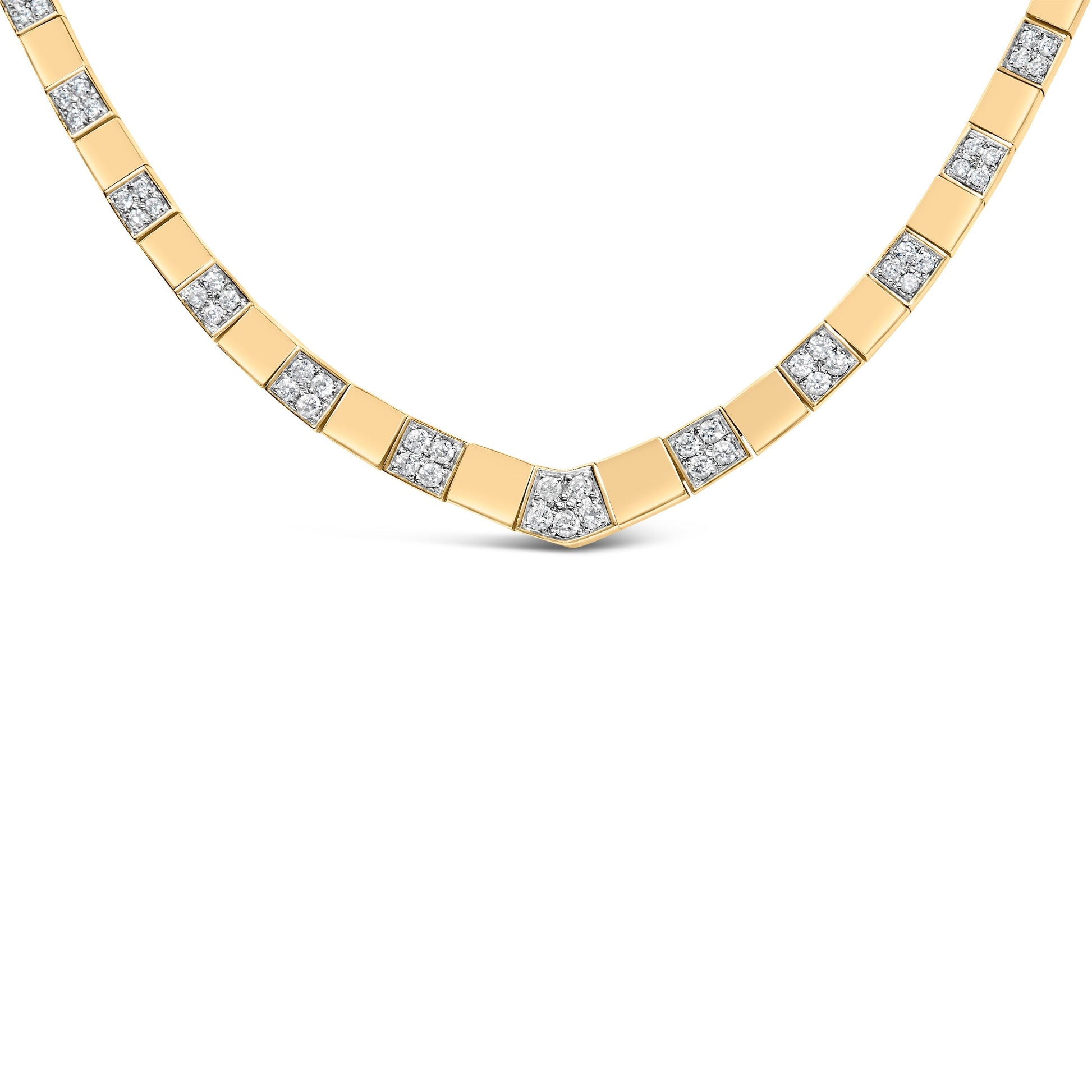 14K Yellow Gold 4/5 Cttw Diamond Cluster and Bar Set Link 3.5 MM Chain Necklace (G-H Color, VS1-VS2 Clarity) - 16" Inches Bids.com