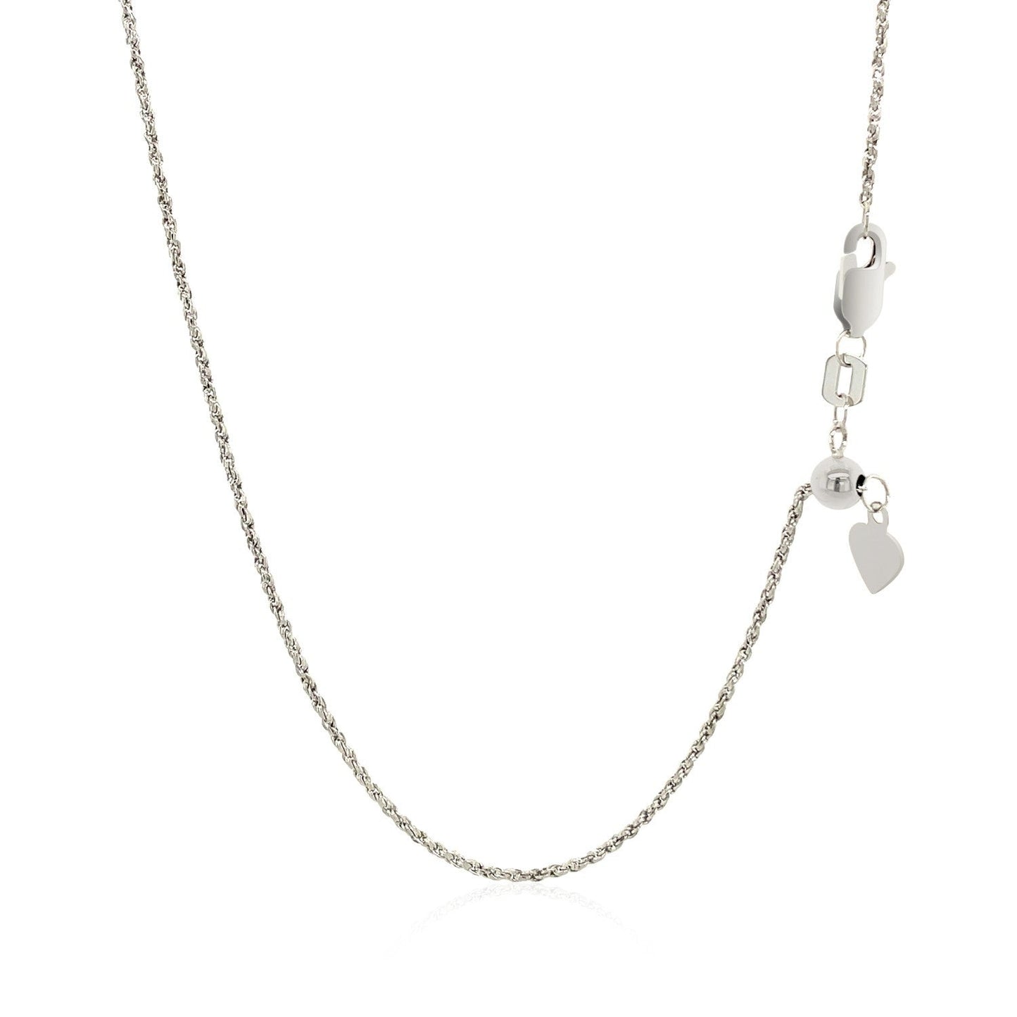 14k White Gold Adjustable Rope Chain 1.0mm Bids.com