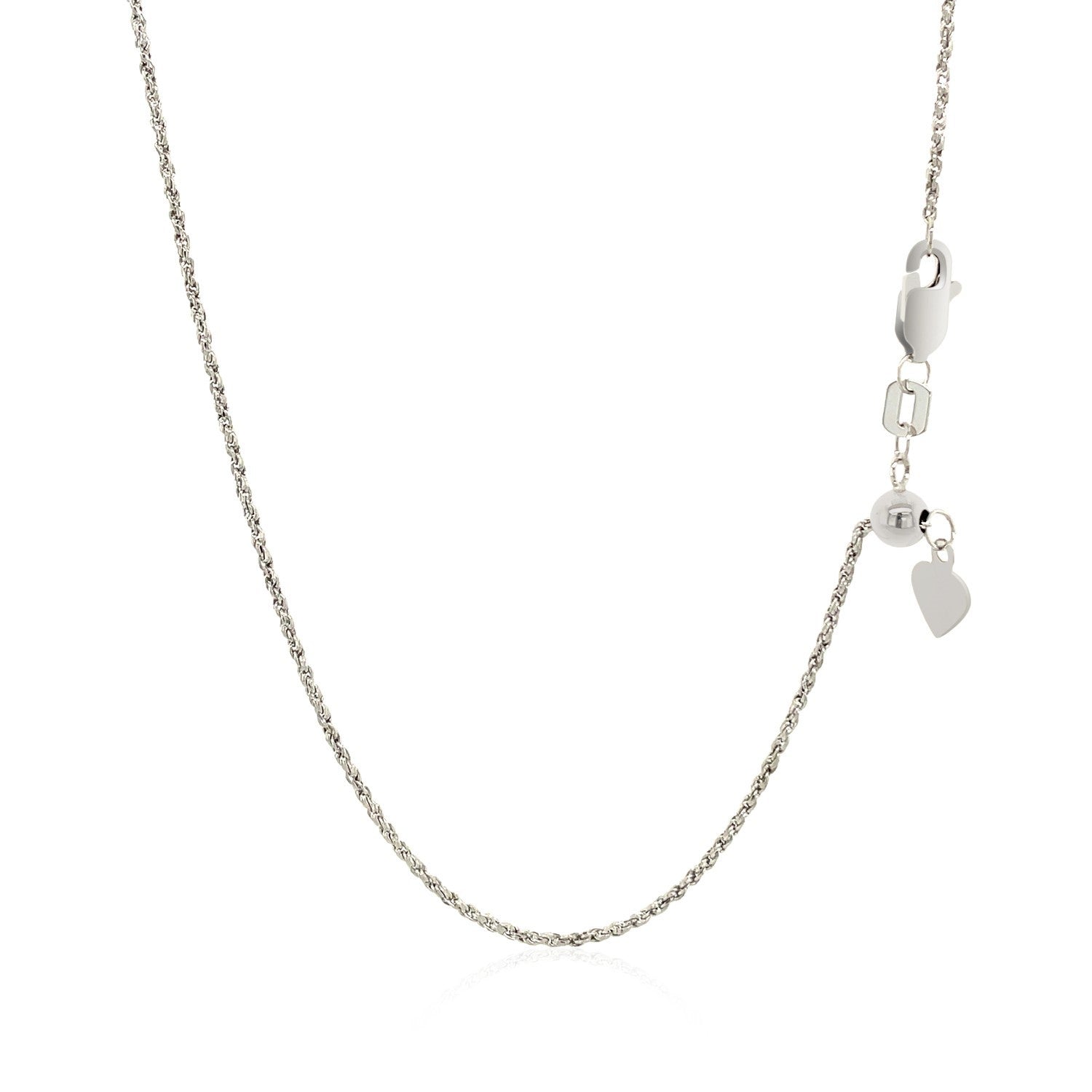 14k White Gold Adjustable Rope Chain 1.0mm Bids.com